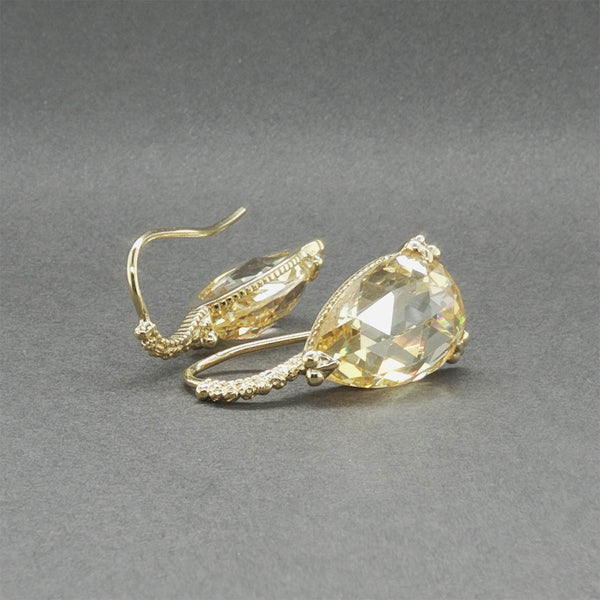 Estate Judith Ripka 18K Y Gold 20.74ctw CZ Drop Earrings