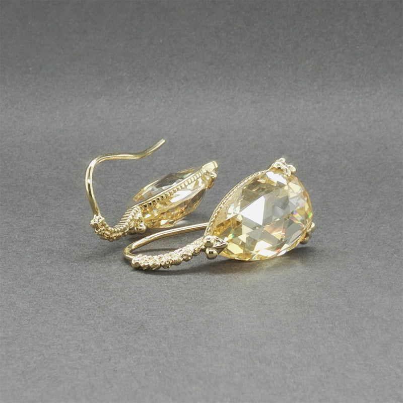 Estate Judith Ripka 18K Y Gold 20.74ctw CZ Drop Earrings