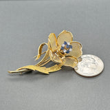Estate 18K Y Gold 0.45ctw Sapphire & 0.24ctw Diamond Flower Brooch
