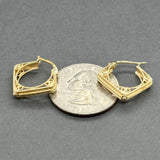 Estate 14K Y Gold Filigree Square Hoop Earrings