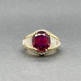 Estate Anillo de oro Y de 18 quilates con rubí de 3,73 quilates y diamantes de 3,00 quilates GIA #5201725372