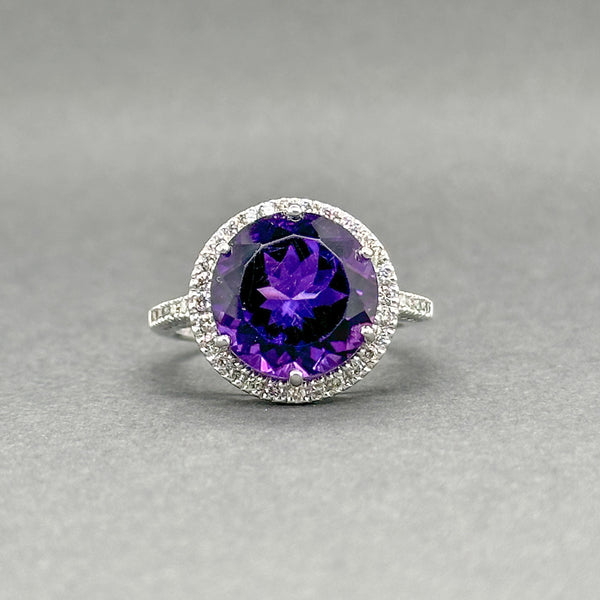 Estate 14K W Gold 6.01ct Amethyst & 0.25ctw Diamond Ring