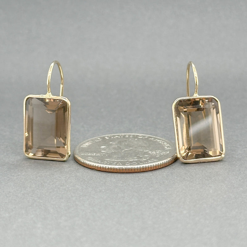 Estate 14K Y Gold 15.44ctw Smoky Quartz Drop Earrings