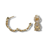 18K Y Gold 0.75ctw G/SI1 Diamond Link Hoop Earrings