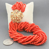 Estate 14K Y Gold 15 Strand Coral Bead Necklace