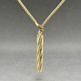 Estate 14K Y Gold Twisted Bar Lariat Necklace
