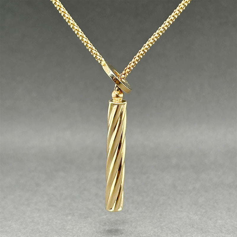 Estate 14K Y Gold Twisted Bar Lariat Necklace