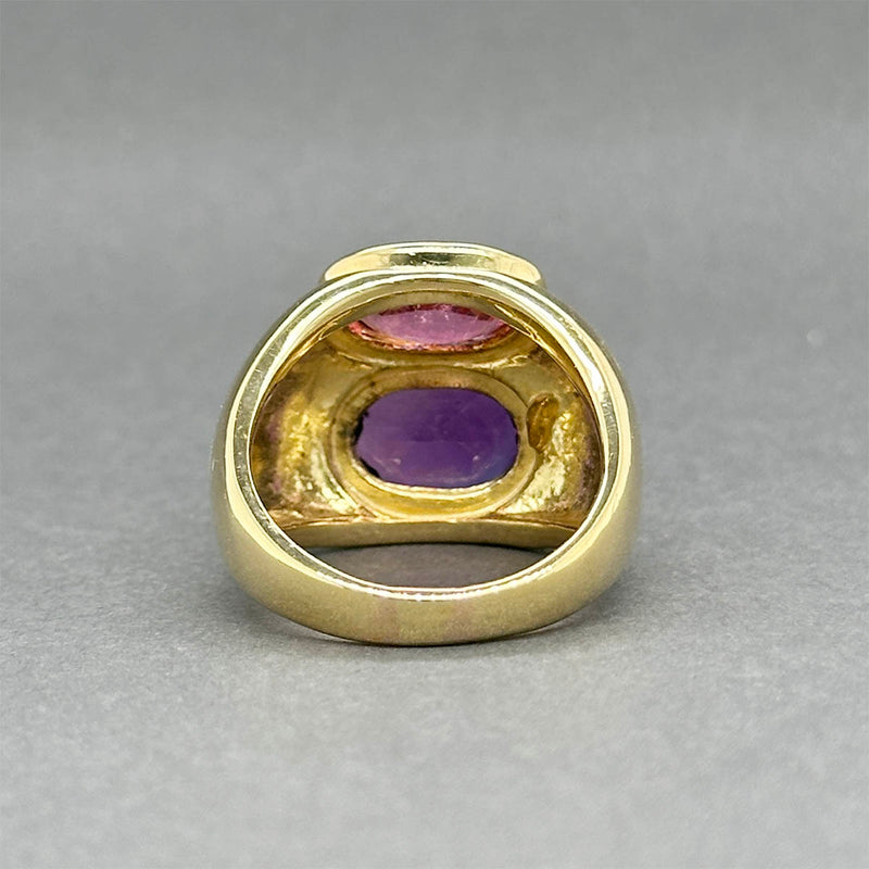 Estate 18K Y Gold 3.97ctw Amethyst & Tourmaline Ring