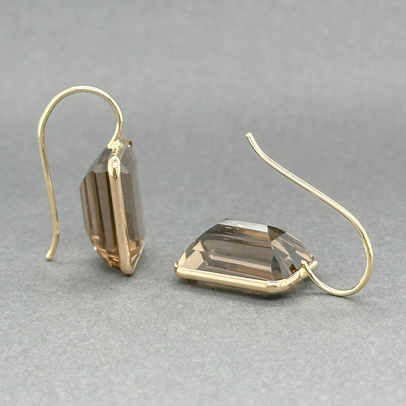 Estate 14K Y Gold 15.44ctw Smoky Quartz Drop Earrings