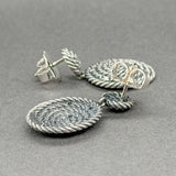Estate David Yurman SS Diamond Cable Coil Drop Earrings