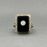 Estate 14K Y Gold Art Deco 2.68ct Onyx & 0.12ct Diamond Ring