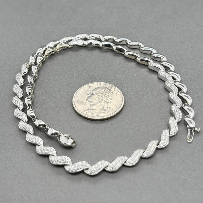 Estate 14K W Gold 1.44ctw Diamond S link Necklace