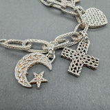 Estate John Hardy SS Carved Faith Charm Bracelet
