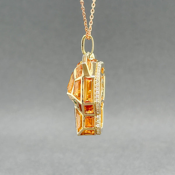 Estate Effy 14K Y Gold 9.51ctw Citrine & Garnet & 0.25ctw H/SI1-2 Diamond Panther Pendant