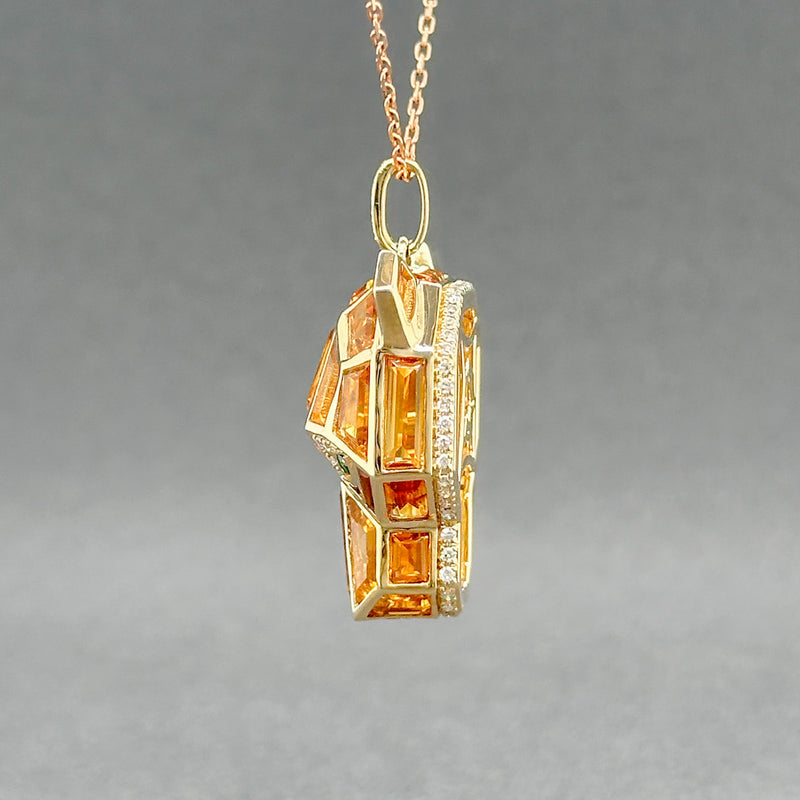 Estate Effy 14K Y Gold 9.51ctw Citrine & Garnet & 0.25ctw H/SI1-2 Diamond Panther Pendant