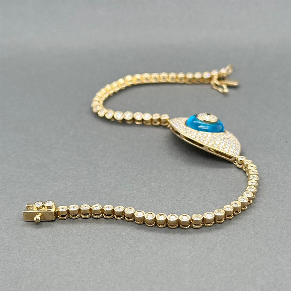 Estate 18K Y Gold 2.04ctw Sapphire & Diamond Evil Eye Bracelet
