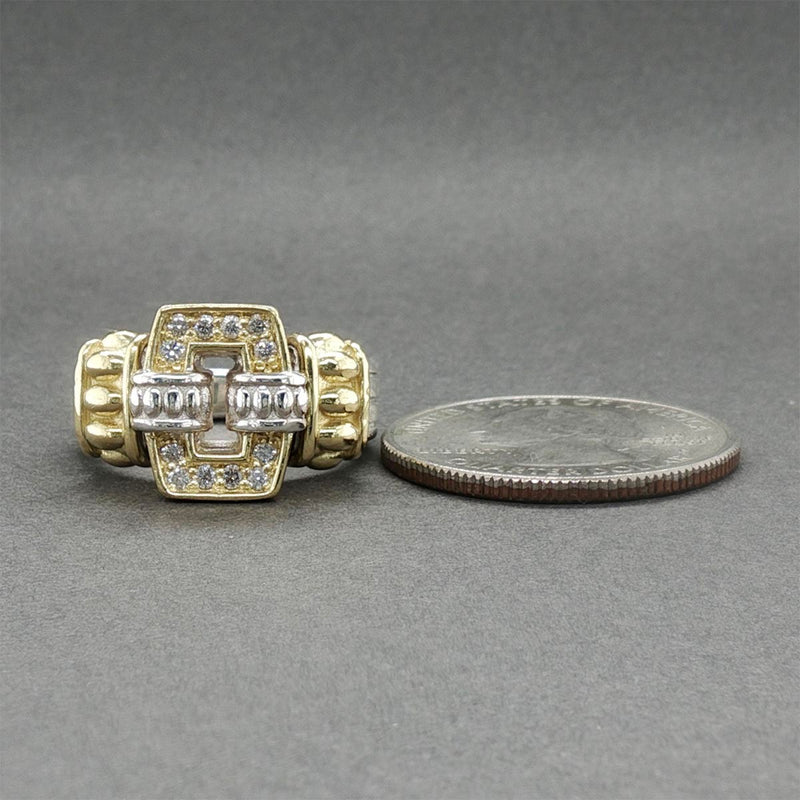 Estate Lagos SS 18 Caviar Lux 0.13ctw Diamond Buckle Ring