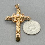 Estate 18K Y Gold Pearl 64.6mm Cross Pendant