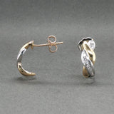 Estate 14K TT Gold 0.17ctw Diamond J Hoop Earrings