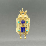 Estate 14K Y Gold Turquoise Torah Pendant
