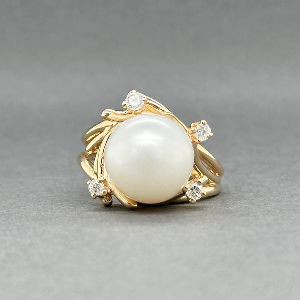 Estate 14K Y Gold Akoya Pearl & 0.20ctw Diamond Ring