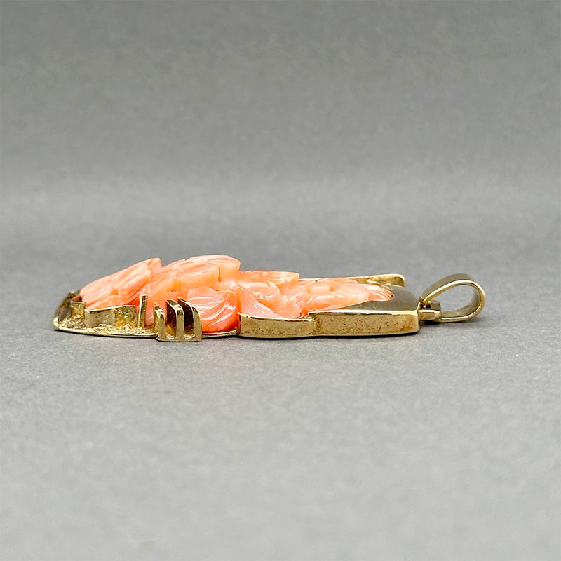 Estate 14K Y Gold 35.40ct Rhodochrosite Flower Pendant