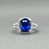 Estate Effy 14K W Gold 3.38ct Enhanced Sapphire & 0.38ctw Diamond Ring