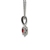 14K W Gold 0.12ctw H/SI1 Diamond and 0.78ctw Halo Ruby Pendant