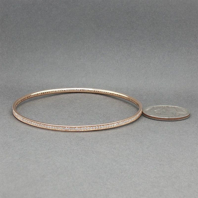 Estate 14K R Gold 1.06ctw G-H/SI2-I1 Diamond Bangle Bracelet