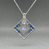 Estate 14K W Gold 3.45ctw Sapphire & 0.10ctw Diamond Pendant