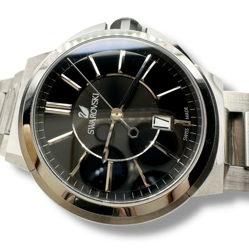 Men's Swarovski Piazza Grande Black Stainless Steel Quartz Watch
