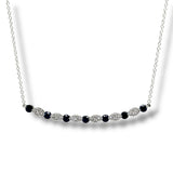 14K W Gold 18" 0.14ctw Diamond and 0.70ctw Sapphires Curved Bar Necklace