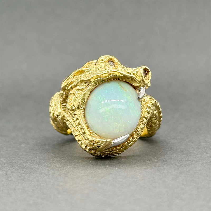Estate 18K Y Gold 4.61ct Opal Dragon Ring