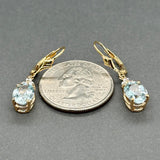 Estate 14K Y Gold 2.56ctw Aquamarine & 0.12ctw Diamond Dangle Earrings