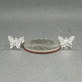 Estate 14K W Gold CZ Butterfly Stud Earrings