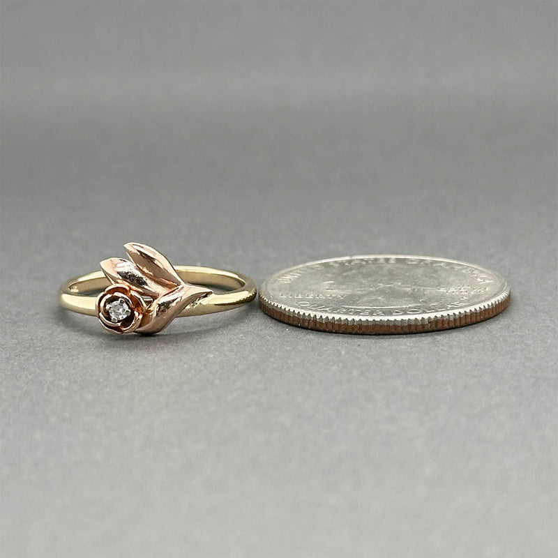 Estate 14K Y Gold 0.03ct J/I1 Diamond Rose Ring
