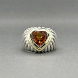 Estate David Yurman SS 14 2.26ct Citrine Heart Cable Ring