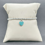 Estate Tiffany & Co. SS Blue Heart Tag Bead Bracelet