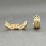 Estate 14K Y Gold Stepped 14mm Huggie Earrings