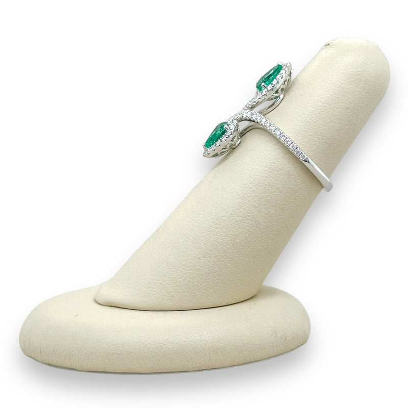 18K W Gold 0.74ctw Emerald and H/SI1 0.36ctw Diamond Ring - Walter Bauman Jewelers