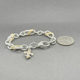 Estate Judith Ripka SS CZ Fleur De Lis Charm Bracelet