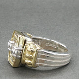 Estate Lagos SS 18 Caviar Lux 0.13ctw Diamond Buckle Ring