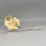 Estate 14K Y Gold Pearl Flower Brooch