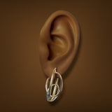 Estate 14K Tri-Color 30.1mm Oval Hoop Earrings