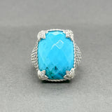 Estate Judith Ripka SS Turquoise & CZ Cocktail Ring