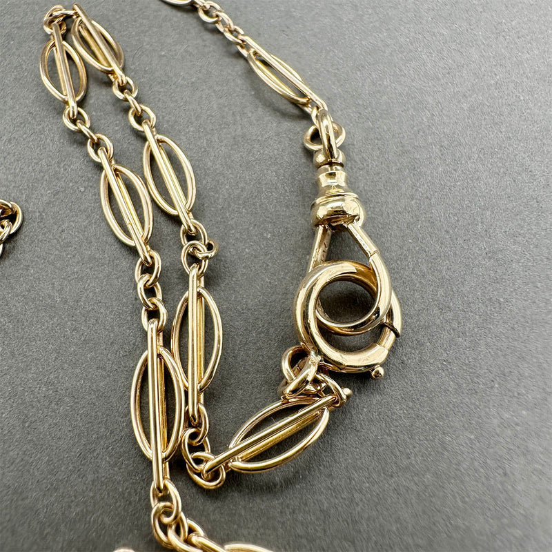Estate 14K Y Gold Fancy Link 15.75” Watch Fob Chain