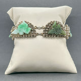 Estate SS Jadeite Floral Bracelet