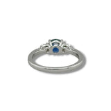 14K W Gold 1.26ctw Sapphire 0.30ctw Diamond H/VSI1 3 Stone Ring