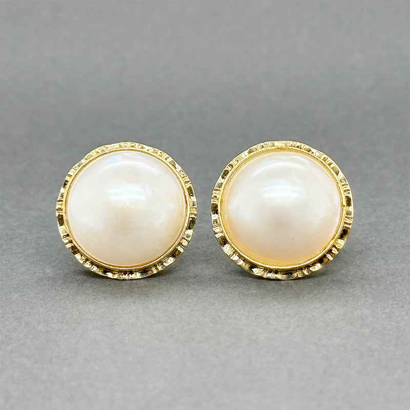 Estate 14K Y Gold Mabe Pearl Earrings