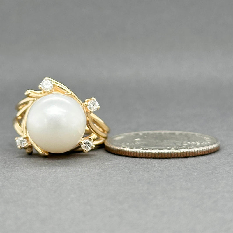 Estate 14K Y Gold Akoya Pearl & 0.20ctw Diamond Ring